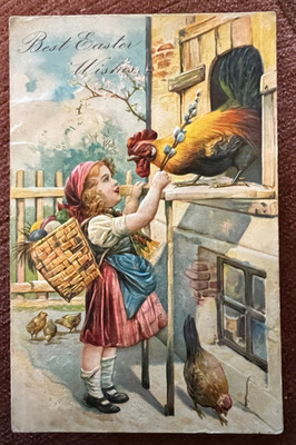 Edwardianische antike Postkarte Ostergrüße geprägt Künstler verschickt 1903