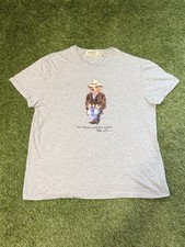 Denim and Supply Polo Ralph Lauren T Shirt Gray Polo Bear Cowboy Western Large