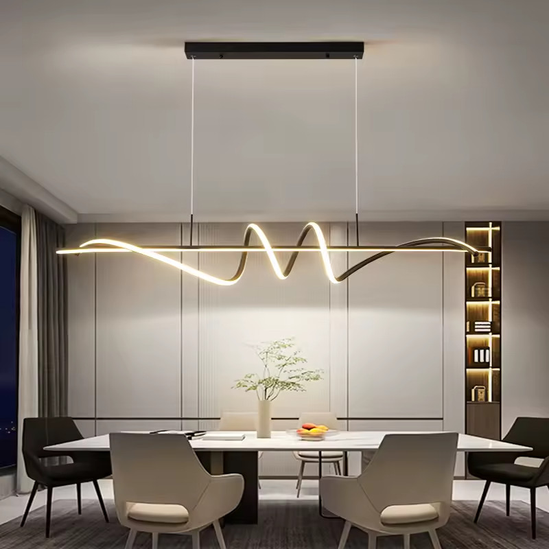 Plafonnier LED chic en bois de chêne et métal pour un éclairage de restaurant chic - 3