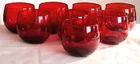 40's SET  /8 VINTAGE ANCHOR HOCKING RUBY RED GLASS TUMBLERS barware cocktail MCM