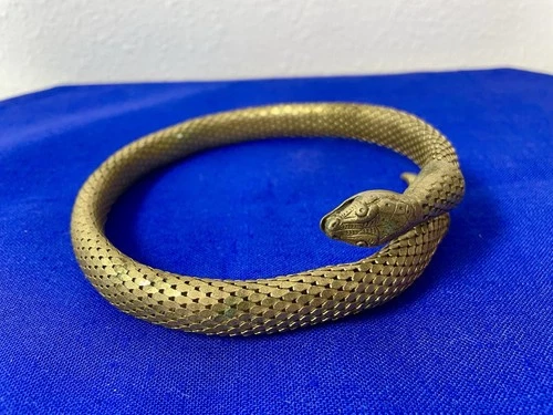 Vintage Whiting & Davis Gold Tone Snake Mesh Necklace Serpent Jewelry Art Deco