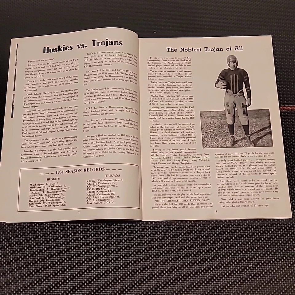 1954 Pigskin Review USC Trojans vs Washington Huskies Football Game Program NM - Image 3 of 4