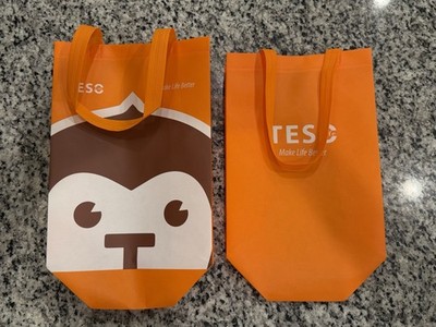 NEW Medium TESO Life Monkey Reusable Tote Shopping Bag Orange 2 Pack