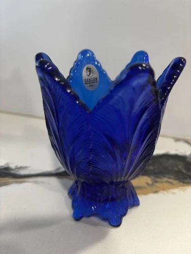Fenton Cobalt Blue 2-way Candle Holder Tulip Votive Candlestick