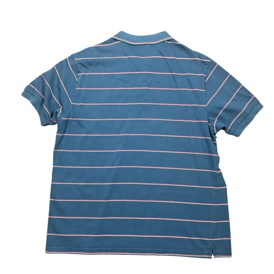 Vintage 1980s Le Tigre Blue Striped Polo Shirt Animal Logo Mens XL - Image 4 of 4