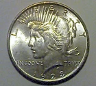 1923 Peace Silver Dollar Coin.  B/U.  Retains Mint Luster. Genuine (Always).