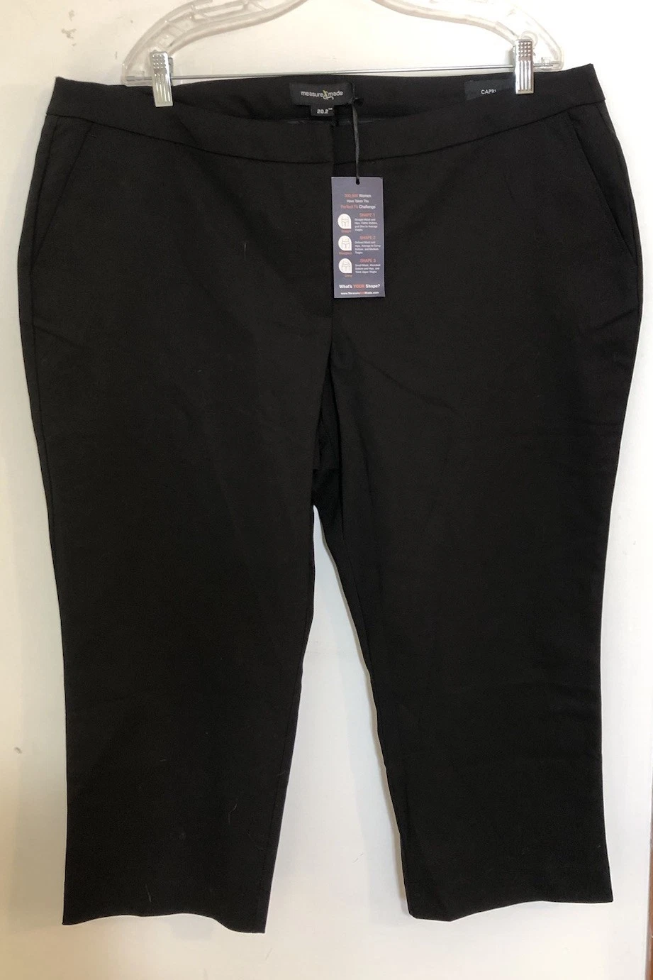 Measure & Made New Womens 20.2 Black Capri Pants Stretch Career