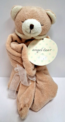 Angel Dear Teddy Bear Tan Lovey Security Blanket & Stuffed Toy Plush NWT