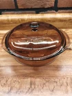 VTG Pyrex #024 Cranberry Glass 2 Qt. 2 L.  Casserole Dish with Lid USA