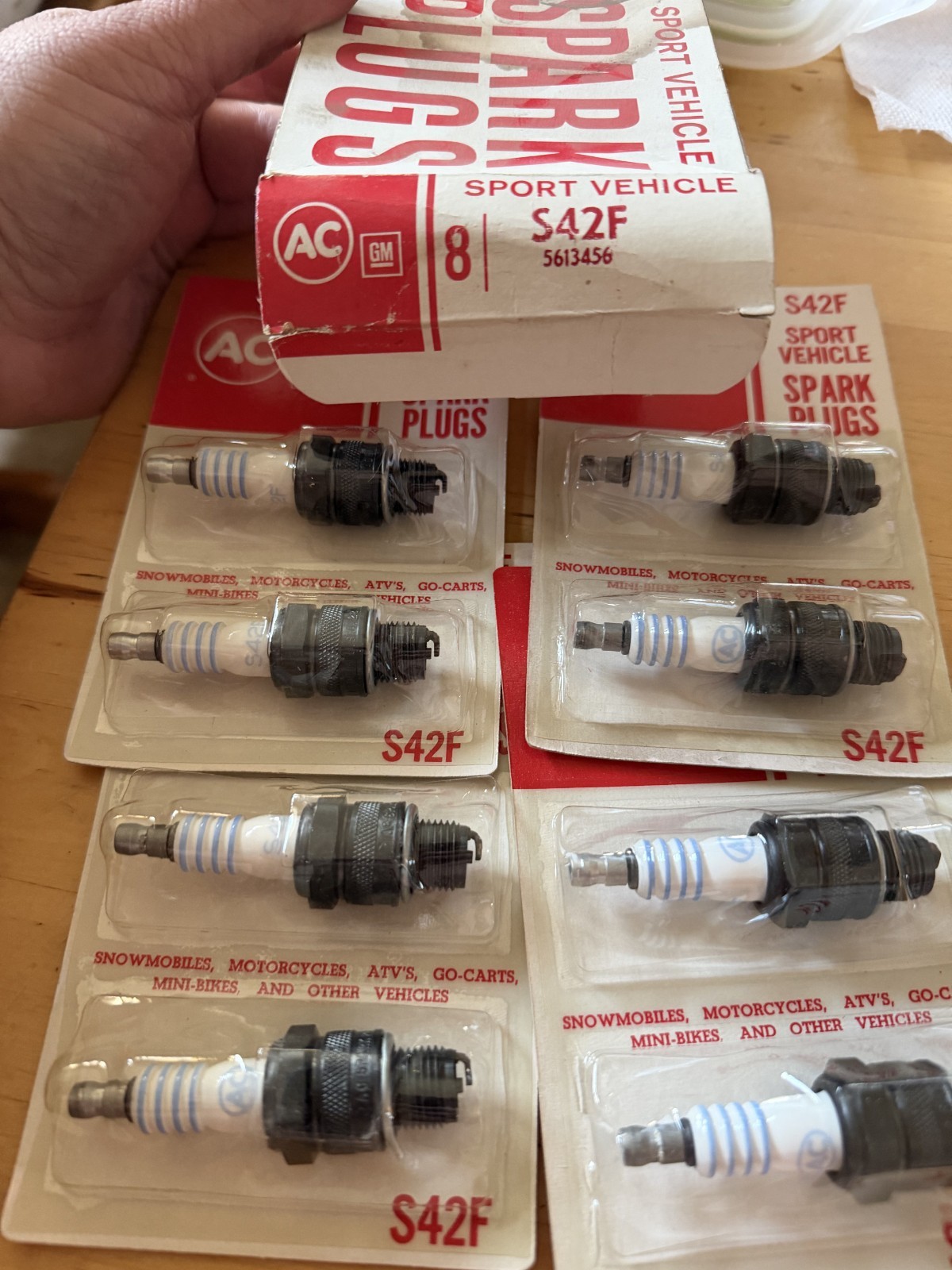 NOS AC Delco Spark Plug S42F, blue lines, twin pack