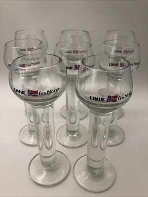8 Gläser Aquavit * Linie fra Norge *  -  2 cl  - Höhe ca. 14 cm