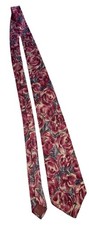 VTG Geoffrey Beene Necktie Italian Silk Floral Burgundy, Blue Made In USA