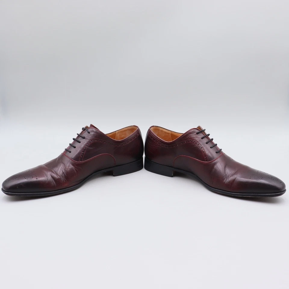 Magnanni Saks Fifth Avenue Sz 10.5M Burgundy Leather Wingtip Oxford Dress Shoes - Image 4 of 4