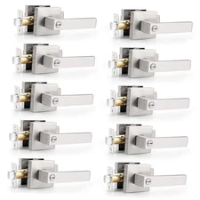  Square Satin Nickel Bedroom and Bathroom Privacy Door 10 Pack Brushed Nickel