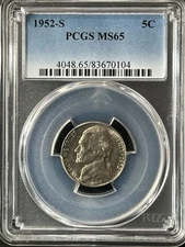 1952-S  5C Jefferson Nickel PCGS MS65  83670104