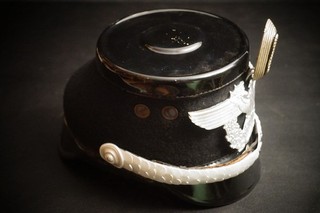 WK2 Polizei Tschako EREL 1942 P.P.Berlin Alu Schuppenkette