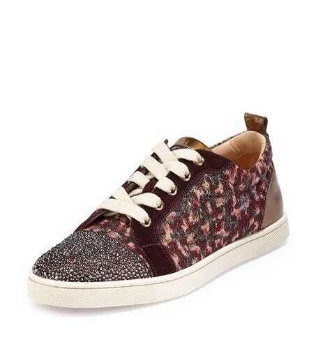Christian Louboutin Gondola Strass Low Top Sneaker Burgundy sz 10