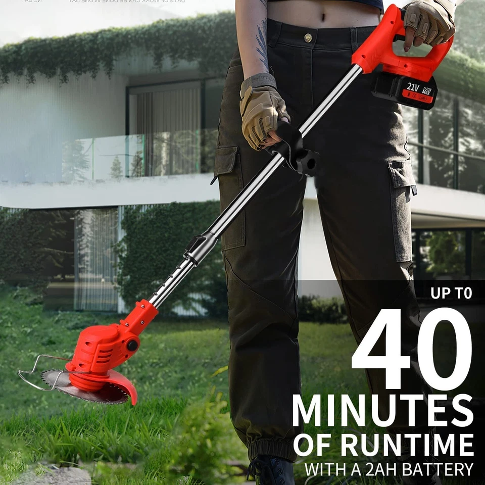 Electric Cordless Grass String Trimmer Lawn Edger Weed Wacker Cutter w/ Battery - Image 2 of 4