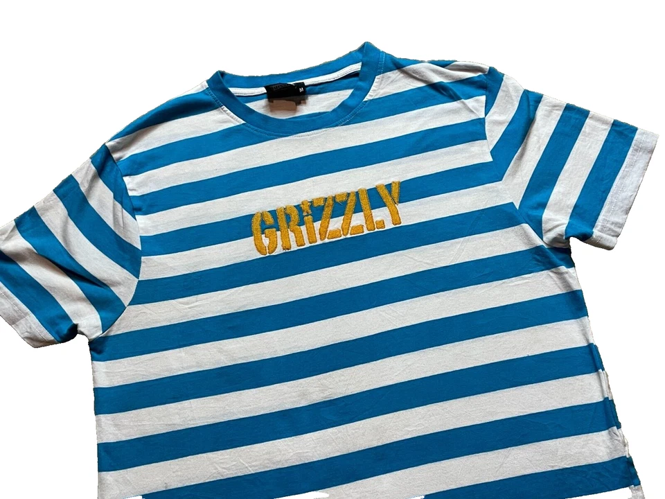 Camiseta Skatista Vintage Anos 2000 Y2K Grizzly Griptape Manga Curta Logotipo Listra M - Imagem 2 de 4