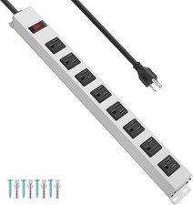 1875W 8-Outlet Heavy Duty Power Strip Surge Protector,6 FT SJT 14AWG White