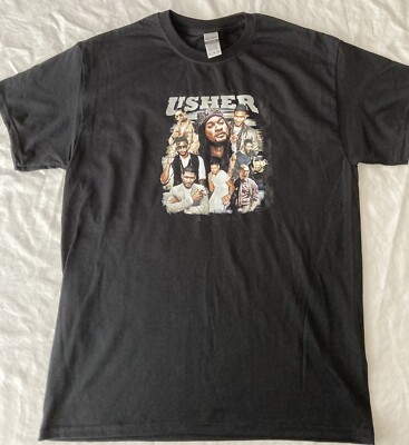 Usher Vintage style Collage Rap Tee Unisex Black Size M NWT