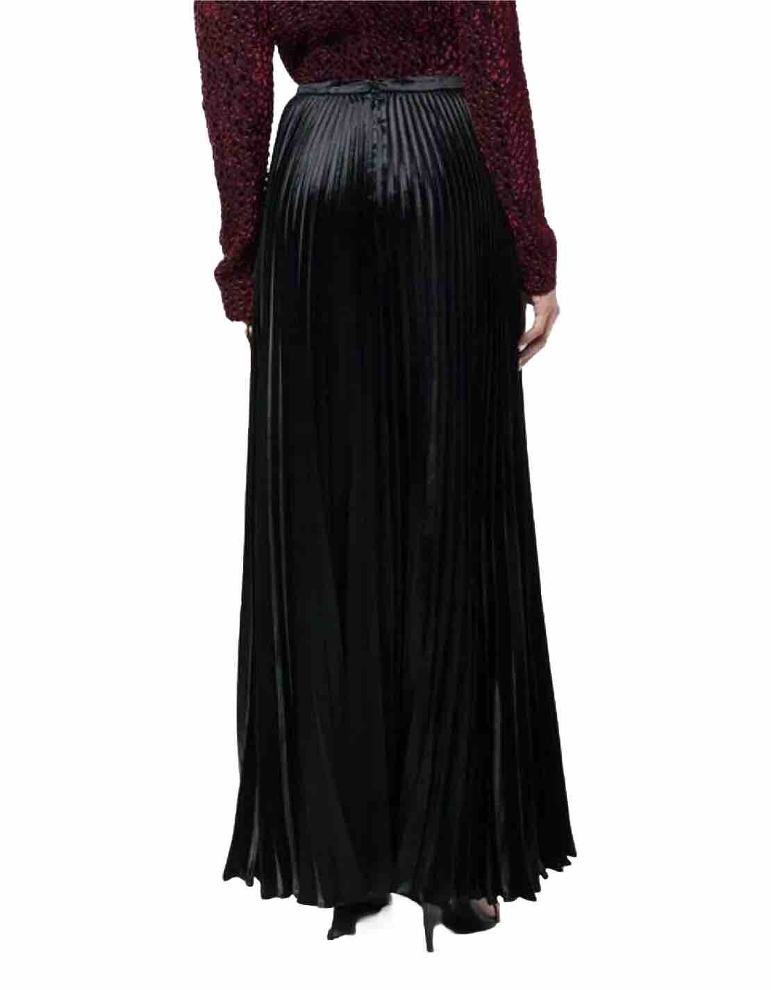 Maxi gonna lunga nera seta velluto plissettata SAINT LAURENT Paris nuova con etichette prezzo di listino £1680 UK8