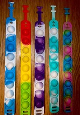 Five 5 Fidget Push Pop Up Bracelets- Bubble Sensory Stress Relief Wristband New
