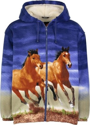 #ad Wildkind Horse Horses EQUINE Mare Pony Riding Sherpa Hoodie Jacket Unisex M 3X $69.66
