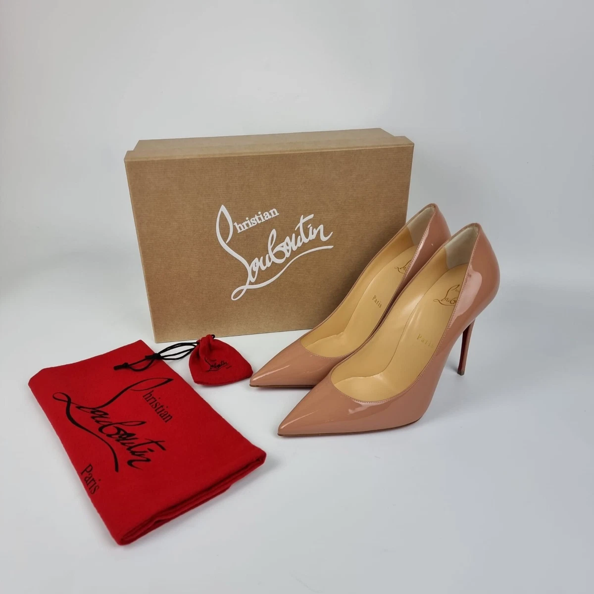 Christian Louboutin Brown/Beige Leopard Print Patent Leather So Kate Pumps Size 38