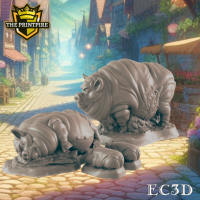 Pig Minis | Hog Farm Animals | Dungeons and Dragons NPC Figure | Pathfinder DnD