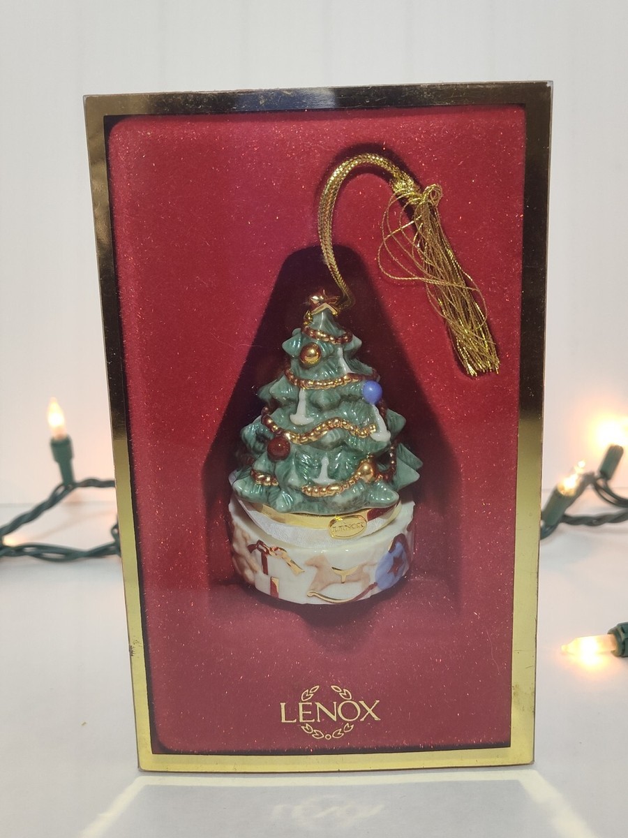 レノックスLenox Christmas Tree Treasure Box Lenox Hinged Trinket tree Box Christmas Ornament Treasure