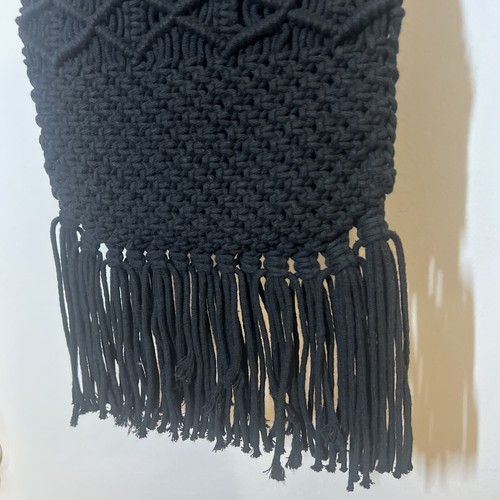 Danielle Nicole Black Boho Macrame Wooden Handle Bag Crossbody Purse - Picture 4 of 8