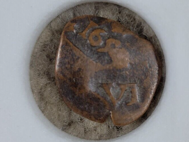 INB New World Pirate Era Spanish Bronze Nummis Coin 1608 INB New World Pirate Era Spanish Bronze Nummis Coin 1608