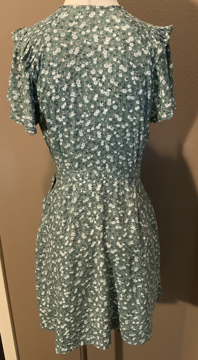 Universal Threads M Green Floral Dainty Cottage Wrap Dress W Gathered  Shoulders | eBay