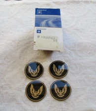 NOS GM 82-92 Trans Am Firebird GTA wheel hub center caps GOLD BIRD EMBLEM 4 SET