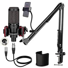 Condenser Microphone XLR,Professional Studio Recording Black Boom Arm