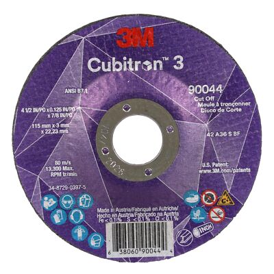 3M Cubitron 3 Cut-Off Wheel 90044 36+ T27 4-1/2 in x 0.125 in x 7/8 in