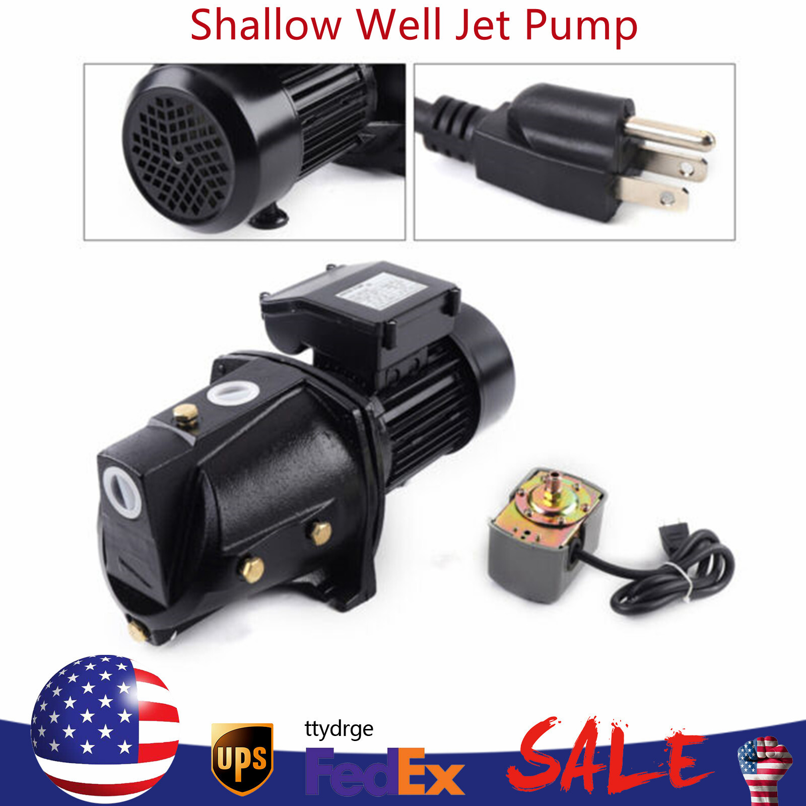 1 HP Shallow Well Jet Pump Heavy Duty Water Jet Pump 110V with Pressure Switch