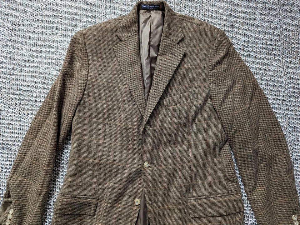 vintage ITALY made POLO ralph lauren 39L wool ANGORA blazer jacket - Image 3 of 4