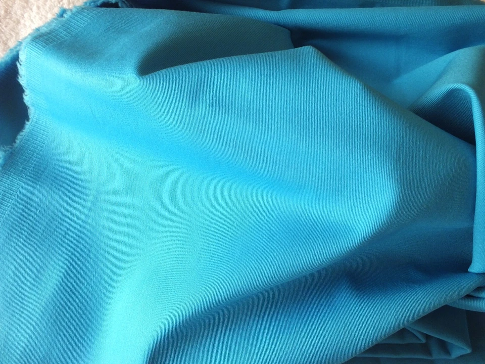 Stoffe -Meterware - Türkis -Stretch-  Gabardine - ohne Muster  Reststück - Bild 3 von 3