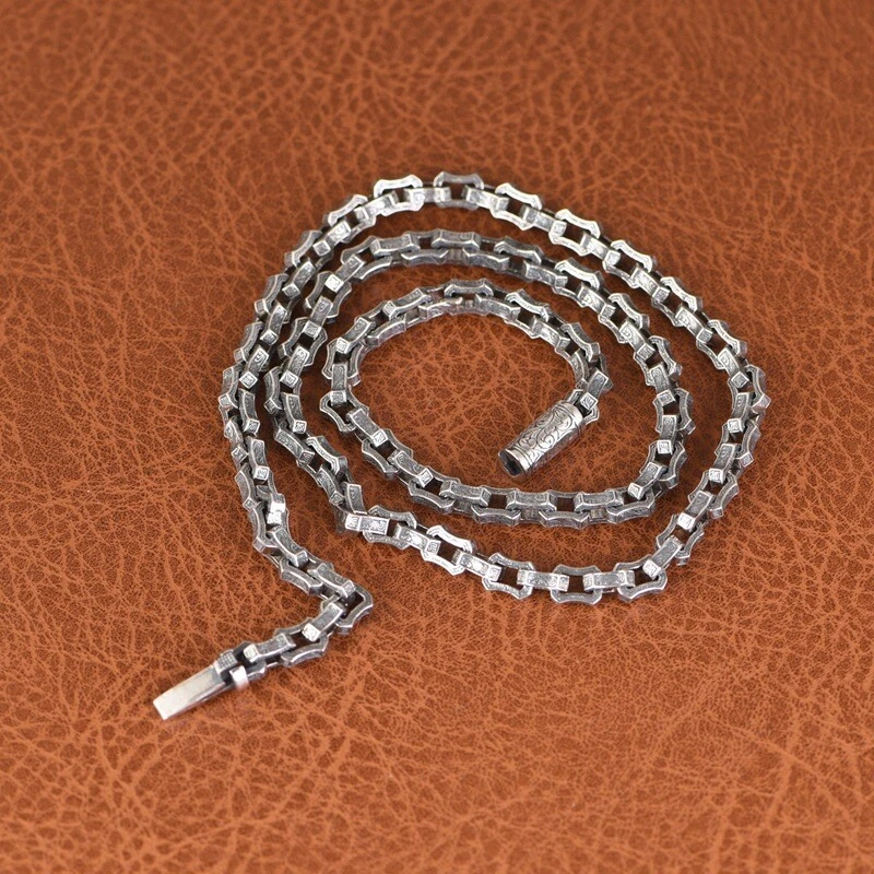 DE COLECCIÓN Pesado S925 Plata Esterlina GRABADO Hueso de Dragón ENLACE Cadena Cierre de Barril Foto 4 de 4