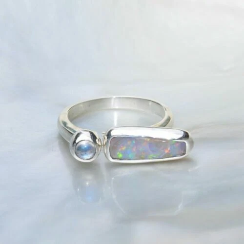 Echtschmuck-Ringe aus Edelstein und Sterlingsilber Mondstein