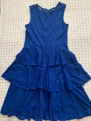 NEW- Size 6 Calvin Klein Sleeveless Lined Blue Lace Dress MSRP $169