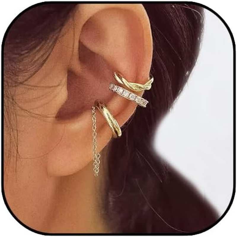 Stylish Non-Piercing Ear Cuff Earrings with Cubic Zirconia for Women