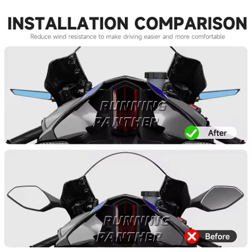 For YAMAHA YZF R1 R6 R7 Motorcycle Mirror Wind Rotating Rearview Mirror Light - Imagem 2 de 4