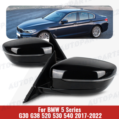 Pair Side Mirror Black For BMW 5 Series G30 520i 530i 2017-2022 W
