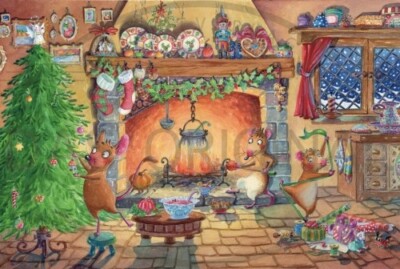 Adventskalender Familie Maus , neu mit 24 Bildern  36x26 cm