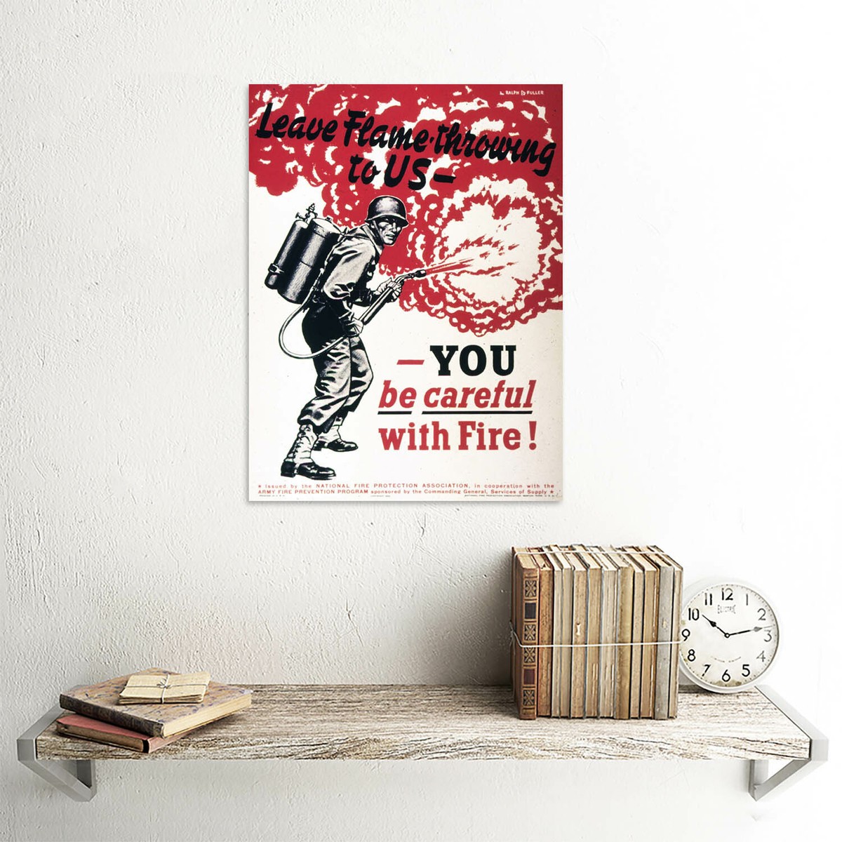 PROPAGANDA WAR WWII USA FLAME THROWER SOLDIER FIRE FINE ART PRINT
