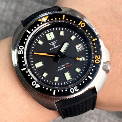 44mm Sapphire Glass Black Dial NH35A 20ATM Diver C3 Hand Auto Men Watch Luminous