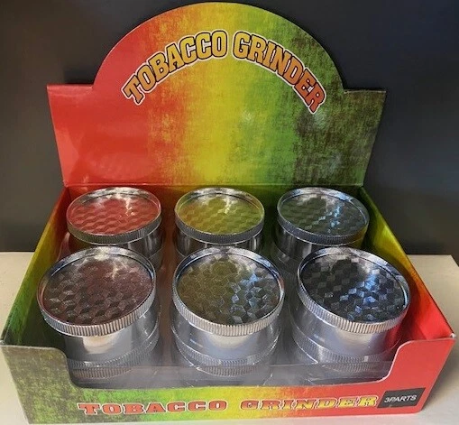 12 PACK 2" Grinder 3 PC Tobacco Herb Spice Crusher Square Silver